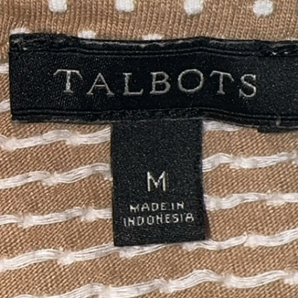 TALBOTS FLOUNCE SLEEVE JACQUARD DOT TEE. PTP: 19• - Picture 5 of 6